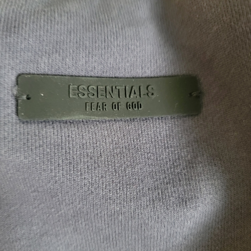 Fear of God Essentials Blue Crewneck Sweater with Ribbed Cuffs - Picture 8 of 13